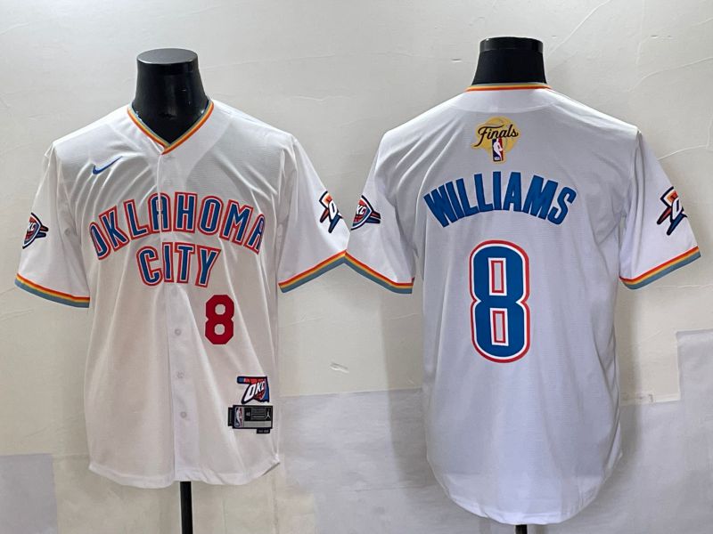 Men 2025 Oklahoma City Thunder #8 Williams White Nike Joint Name NBA Jersey style 4->->NBA Jersey